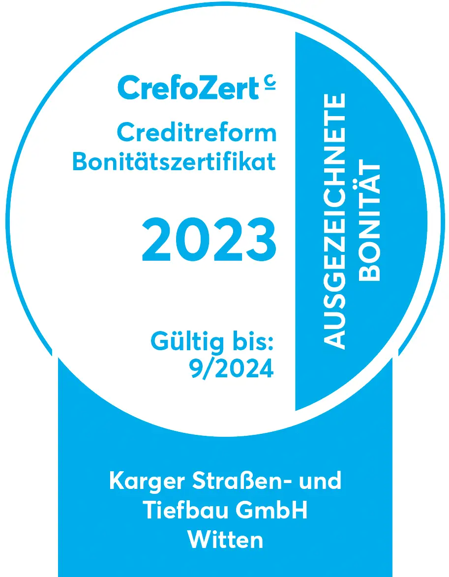 Bonitätszertifikat für Karger Straßen- und Tiefbau GmbH Witten